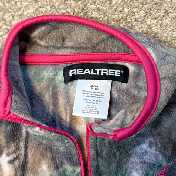 Realtree girls fleece jacket camo with pink trim XL 14-16 GUC - Picture 4 of 6